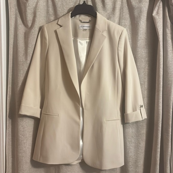 Calvin Klein Jackets & Blazers - Calvin Klein Women's Cream Blazer with Rolled Cuffs